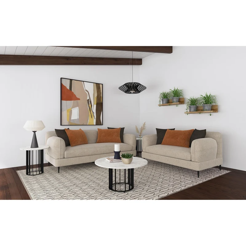 Coaster Furniture Jade 509411 Chenille Upholstered Sculpted Track Arm Sofa - Latte