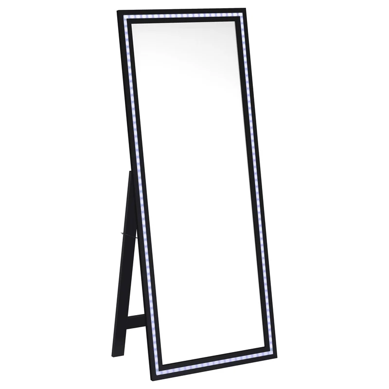 Coaster Furniture Windrose 960962 28 x 67 Inch Tempered LED Standing Mirror - Black