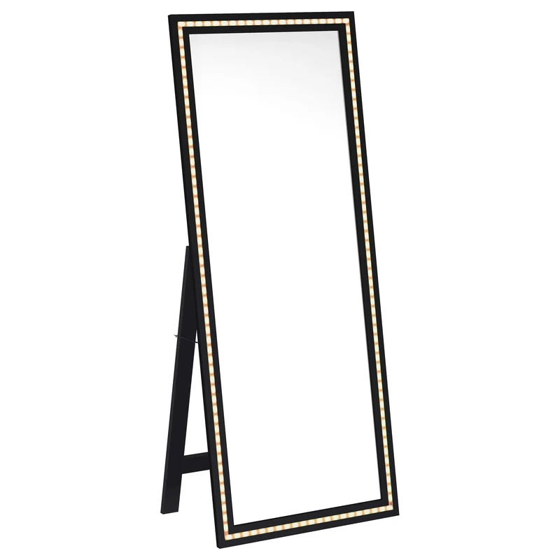 Coaster Furniture Windrose 960962 28 x 67 Inch Tempered LED Standing Mirror - Black