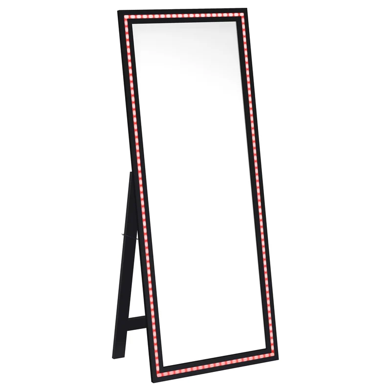 Coaster Furniture Windrose 960962 28 x 67 Inch Tempered LED Standing Mirror - Black