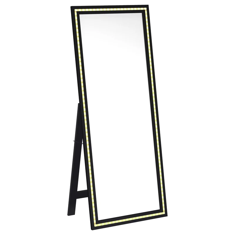 Coaster Furniture Windrose 960962 28 x 67 Inch Tempered LED Standing Mirror - Black