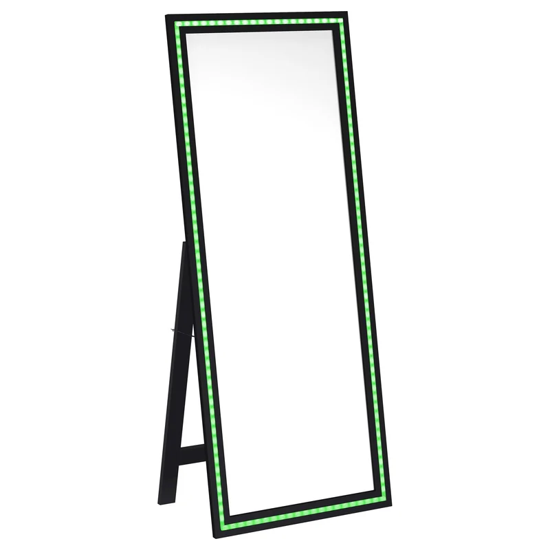 Coaster Furniture Windrose 960962 28 x 67 Inch Tempered LED Standing Mirror - Black