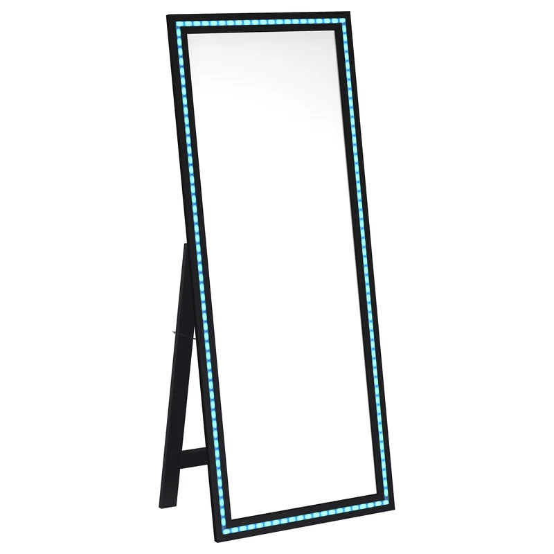 Coaster Furniture Windrose 960962 28 x 67 Inch Tempered LED Standing Mirror - Black