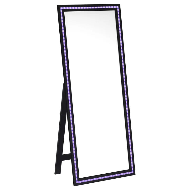 Coaster Furniture Windrose 960962 28 x 67 Inch Tempered LED Standing Mirror - Black