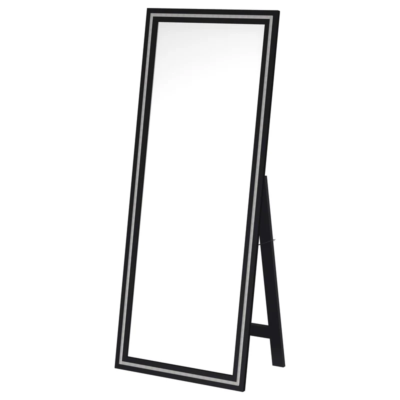 Coaster Furniture Windrose 960962 28 x 67 Inch Tempered LED Standing Mirror - Black