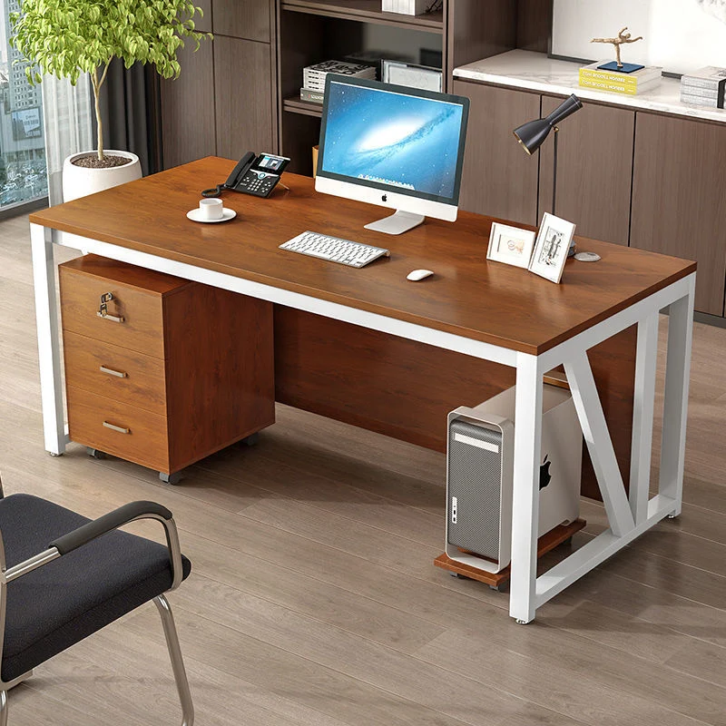 Modern Minimalist Particle Board Iron Rectangular Desks Movable 3-Drawer Storage For Home Office