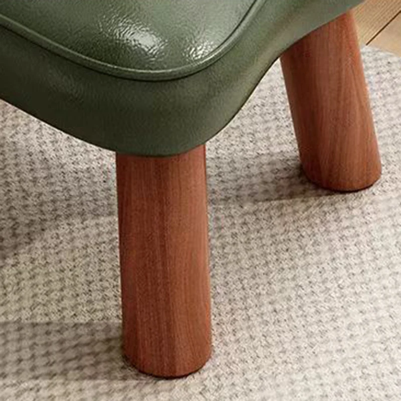 Contemporary Nordic PU Leather Pine Wood Flower-Shaped Low Stool For Living Room