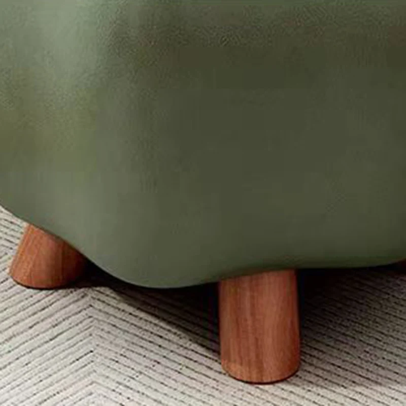 Contemporary Nordic PU Leather Pine Wood Flower-Shaped Low Stool For Living Room