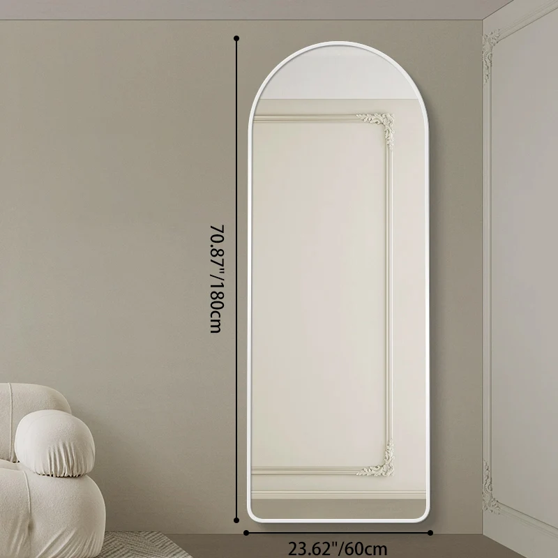 Modern Luxury Arched HD Silver Mirror Aluminum Alloy Full-Length Wall Mirror For Bedroom