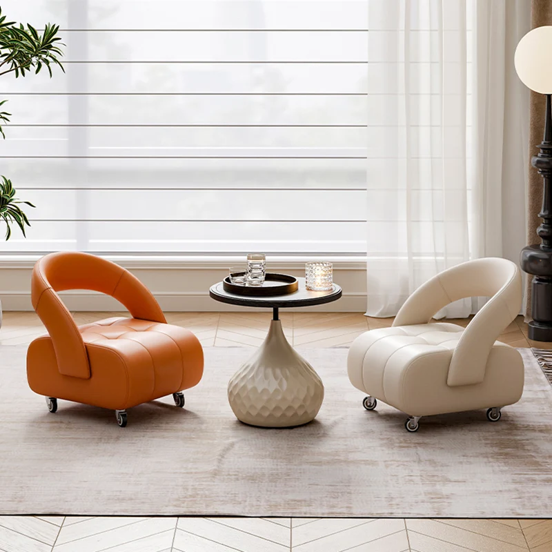 Modern Minimalist Faux Leather Plywood Rectangular Mobile Low Stool With Backrest For Entryway & Living Room