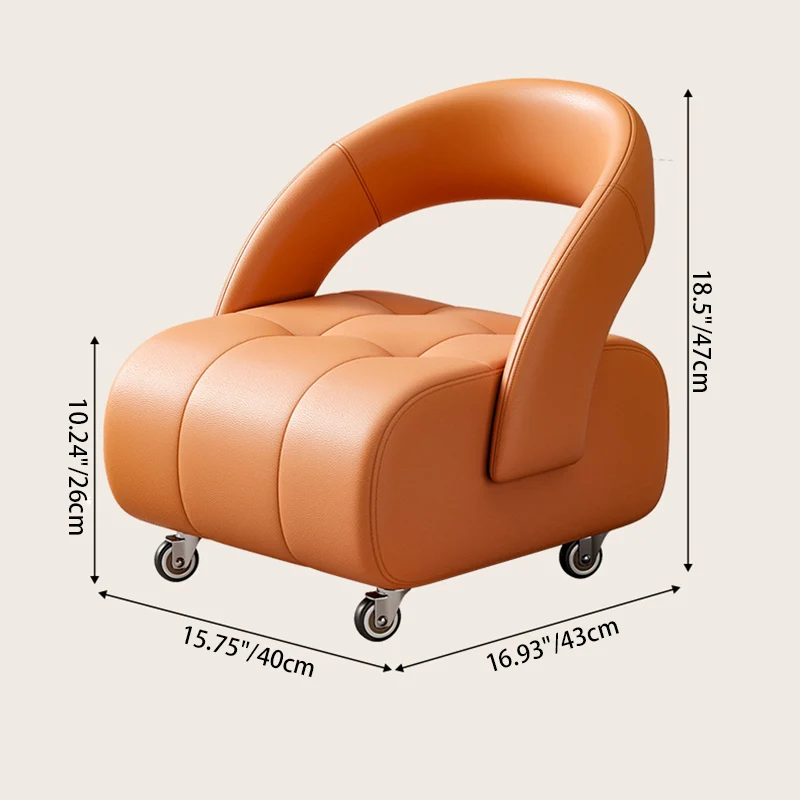 Modern Minimalist Faux Leather Plywood Rectangular Mobile Low Stool With Backrest For Entryway & Living Room