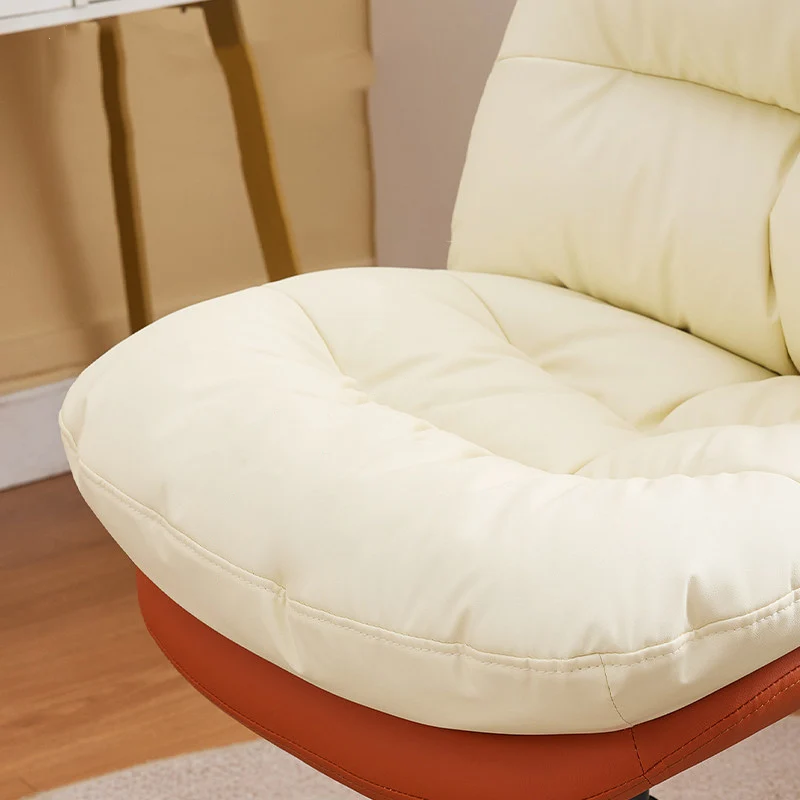 Modern Minimalist Solid Wood & Plywood Steel Upholstered Rolling Desk Chair With Adjustable Height Swivel Design For Bedroom