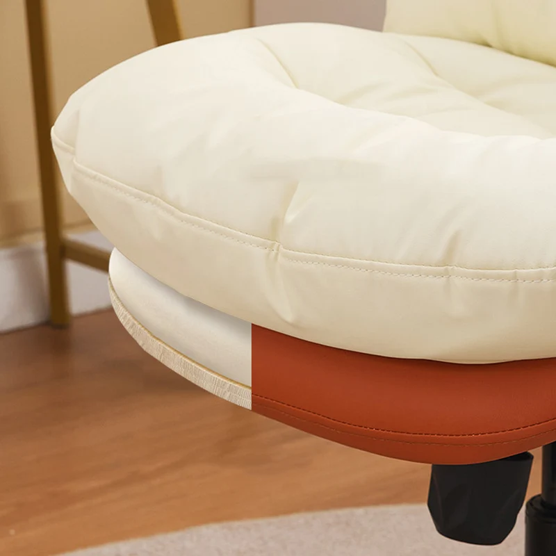 Modern Minimalist Solid Wood & Plywood Steel Upholstered Rolling Desk Chair With Adjustable Height Swivel Design For Bedroom