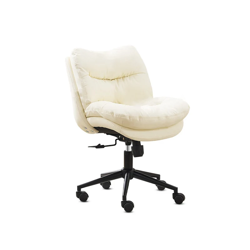 Modern Minimalist Solid Wood & Plywood Steel Upholstered Rolling Desk Chair With Adjustable Height Swivel Design For Bedroom