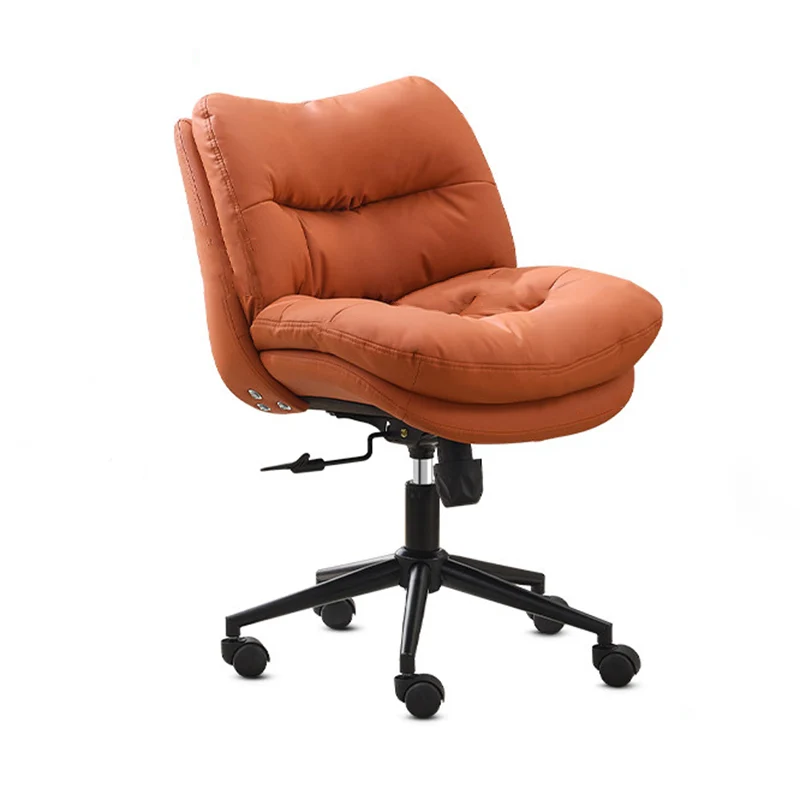 Modern Minimalist Solid Wood & Plywood Steel Upholstered Rolling Desk Chair With Adjustable Height Swivel Design For Bedroom