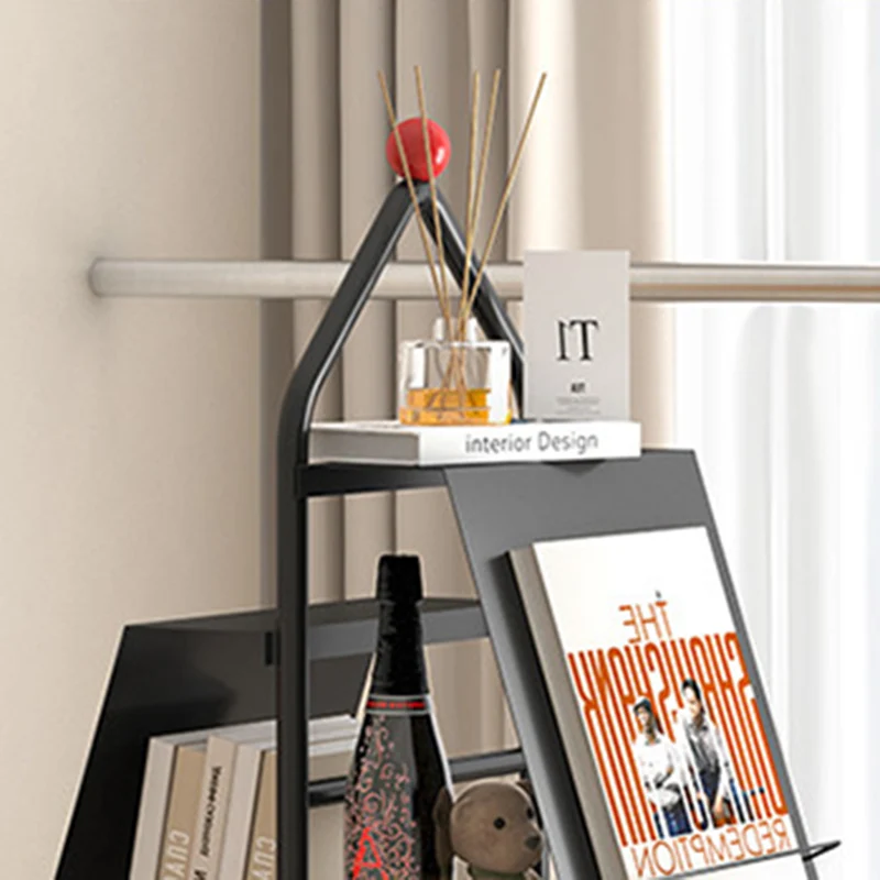Contemporary Industrial Floor Tree Shape Carbon Steel Rotatable Space-Saving Bookshelf 4-Tier Storage For Living Room & Study