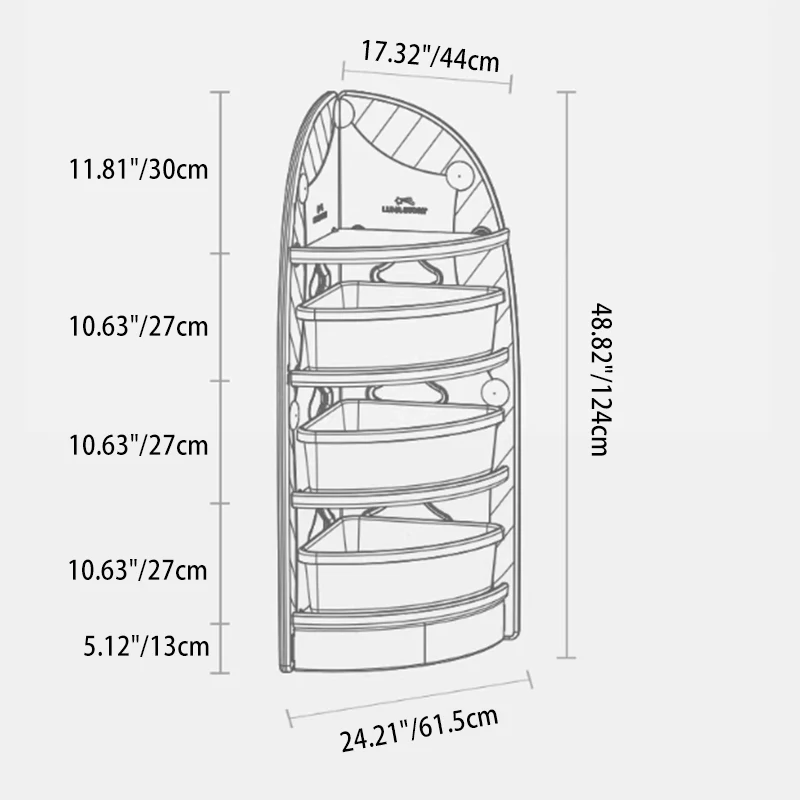 Modern Minimalist Eco-Friendly HDPE PP Plastic Fan-Shaped Kids Corner Storage Shelf 4-Tier For Living Room & Study