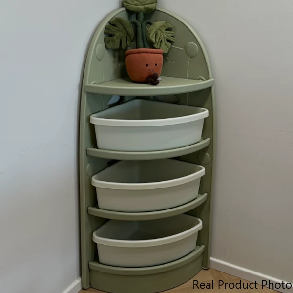 Modern Minimalist Eco-Friendly HDPE PP Plastic Fan-Shaped Kids Corner Storage Shelf 4-Tier For Living Room & Study