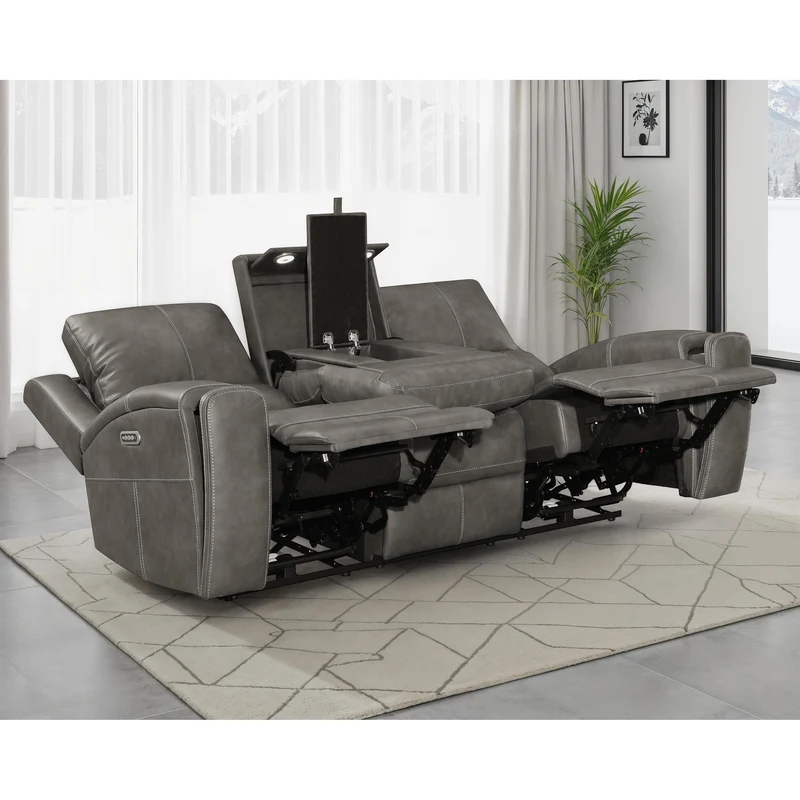 Coaster Furniture Brickston 603431PPP Triple Power Reclining Sofa - Charcoal
