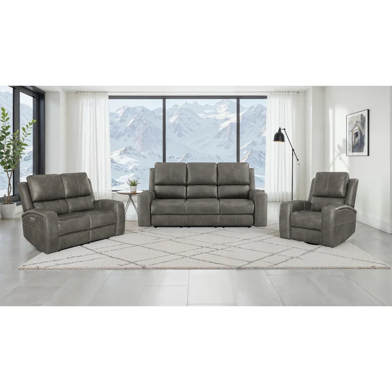 Coaster Furniture Brickston 603431PPP Triple Power Reclining Sofa - Charcoal
