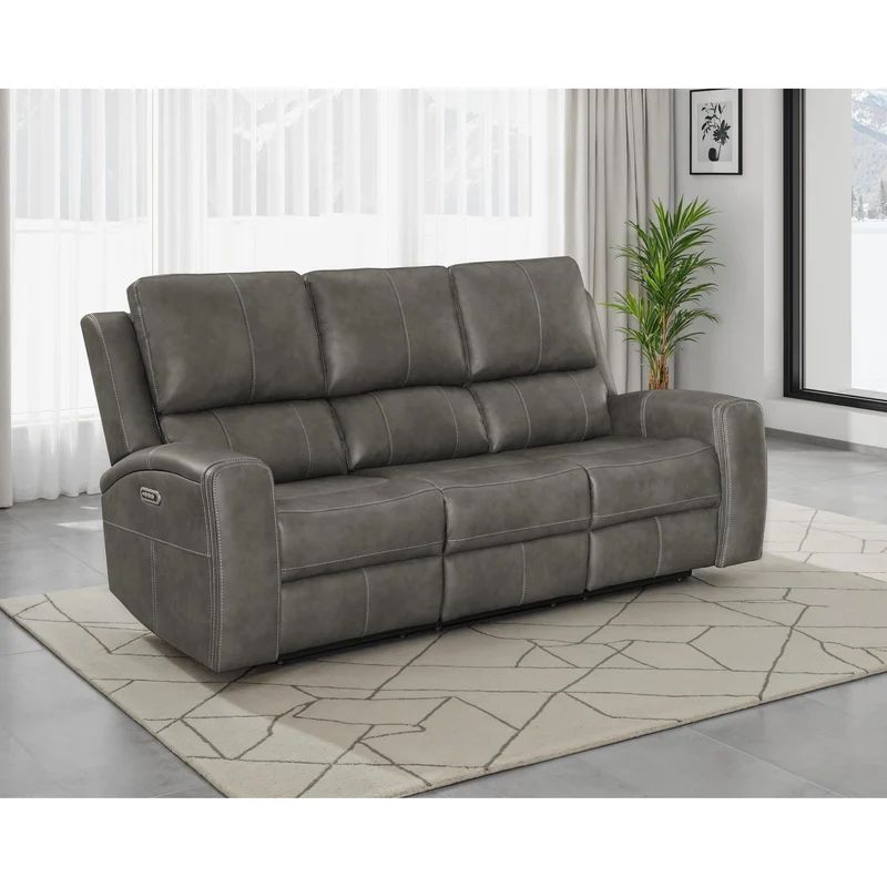 Coaster Furniture Brickston 603431PPP Triple Power Reclining Sofa - Charcoal