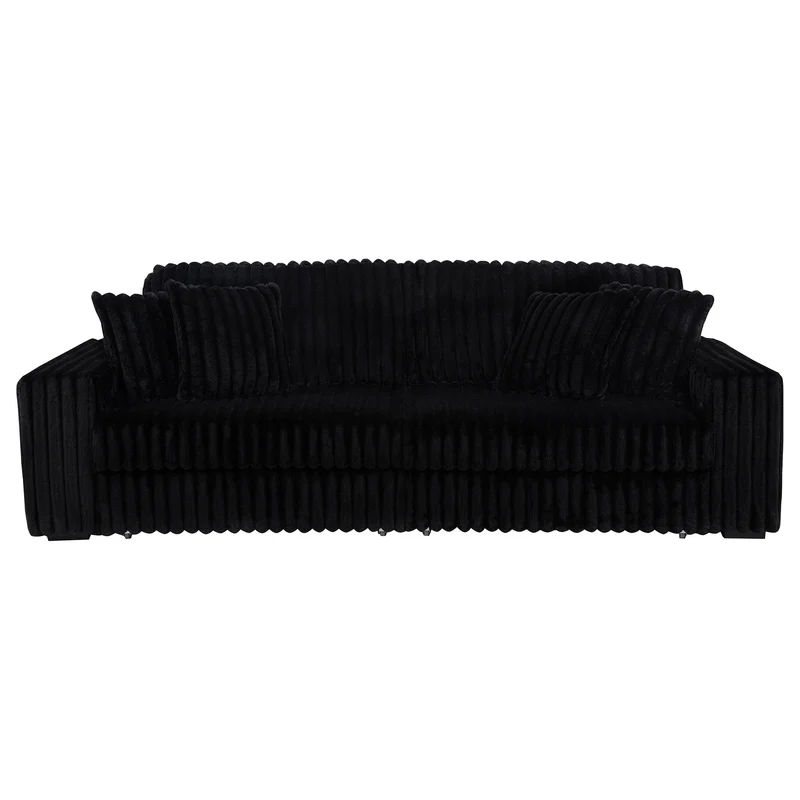 Coaster Furniture Jacana 600537P Corduroy Upholstered Dual Power Chaise Sofa - Black