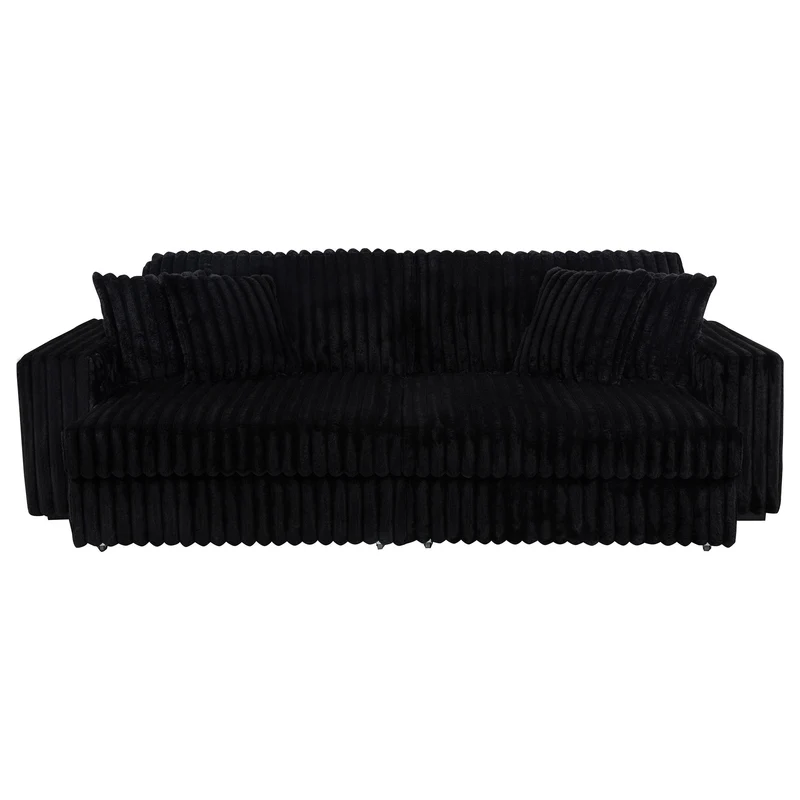 Coaster Furniture Jacana 600537P Corduroy Upholstered Dual Power Chaise Sofa - Black