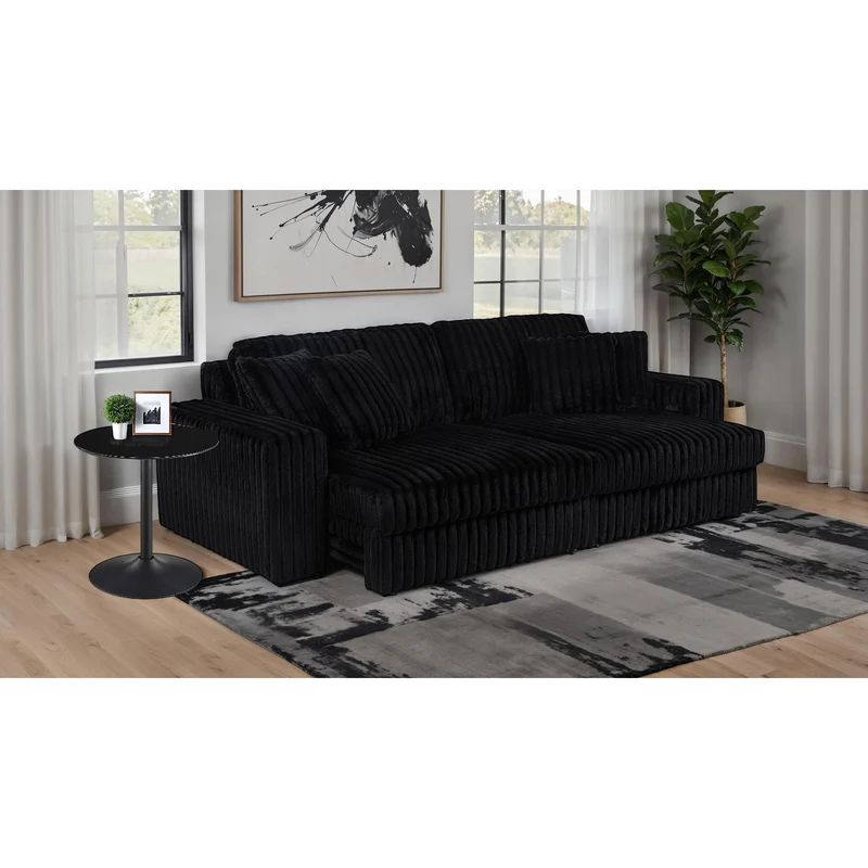 Coaster Furniture Jacana 600537P Corduroy Upholstered Dual Power Chaise Sofa - Black
