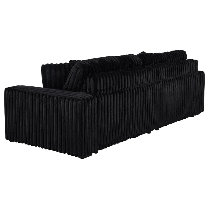 Coaster Furniture Jacana 600537P Corduroy Upholstered Dual Power Chaise Sofa - Black