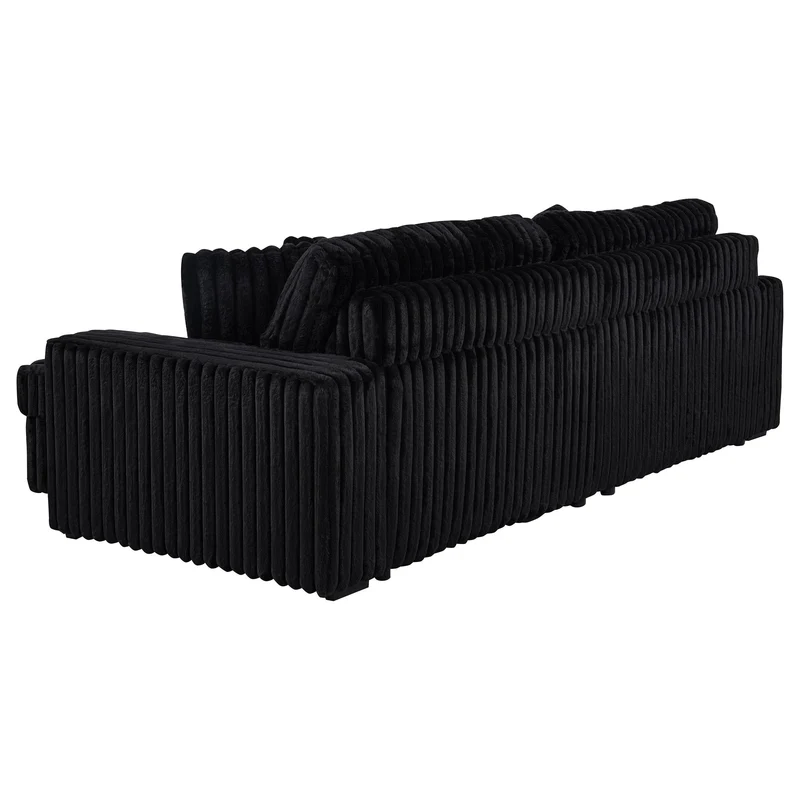 Coaster Furniture Jacana 600537P Corduroy Upholstered Dual Power Chaise Sofa - Black