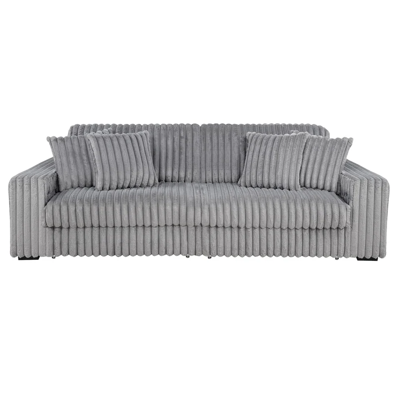 Coaster Furniture Jacana 600536P Corduroy Upholstered Dual Power Chaise Sofa - Grey