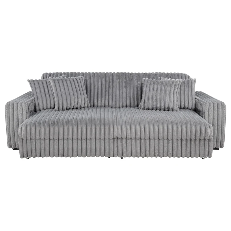 Coaster Furniture Jacana 600536P Corduroy Upholstered Dual Power Chaise Sofa - Grey