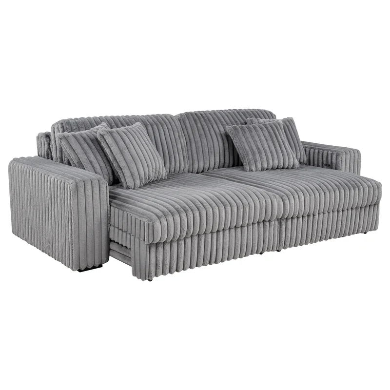 Coaster Furniture Jacana 600536P Corduroy Upholstered Dual Power Chaise Sofa - Grey