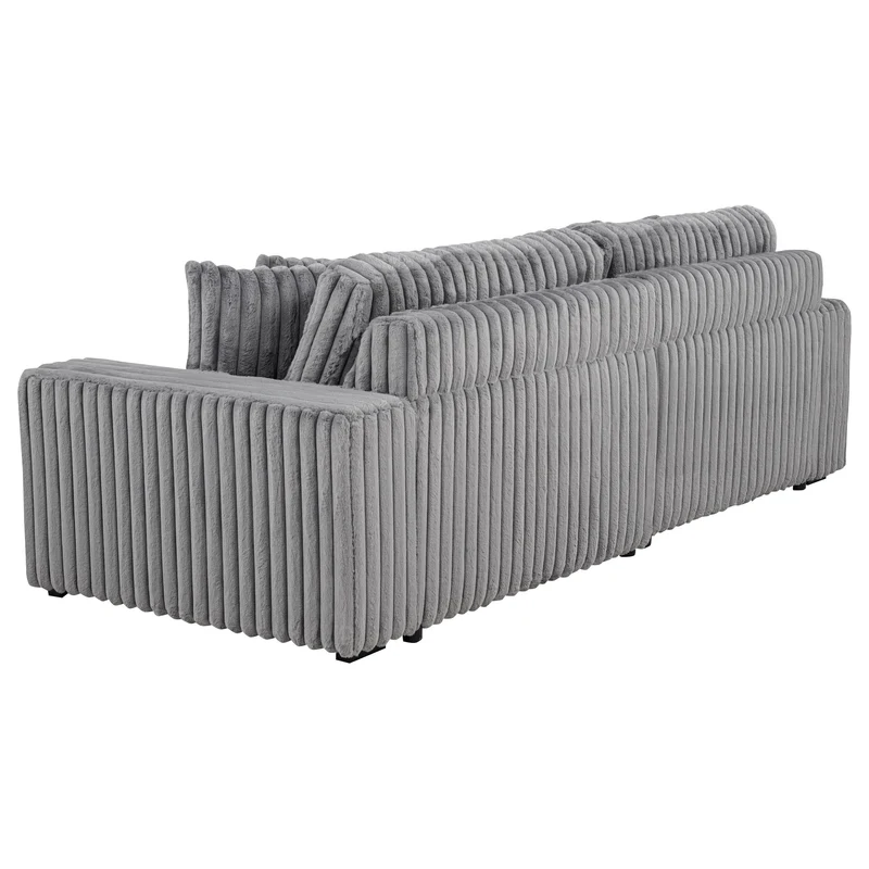 Coaster Furniture Jacana 600536P Corduroy Upholstered Dual Power Chaise Sofa - Grey