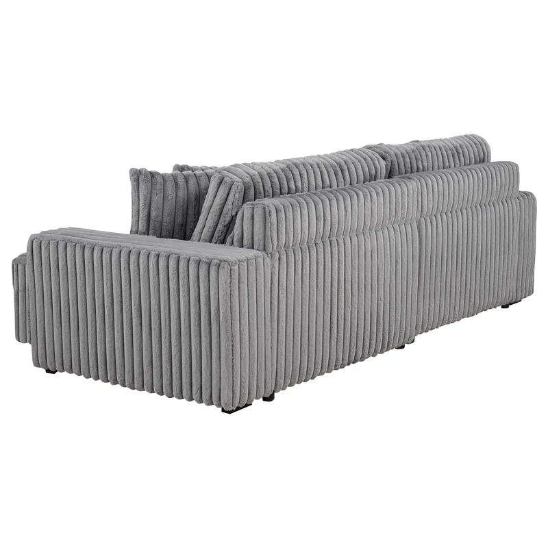 Coaster Furniture Jacana 600536P Corduroy Upholstered Dual Power Chaise Sofa - Grey