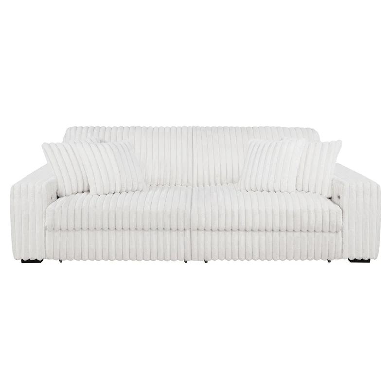 Coaster Furniture Jacana 600535P Corduroy Upholstered Dual Power Chaise Sofa - Ivory