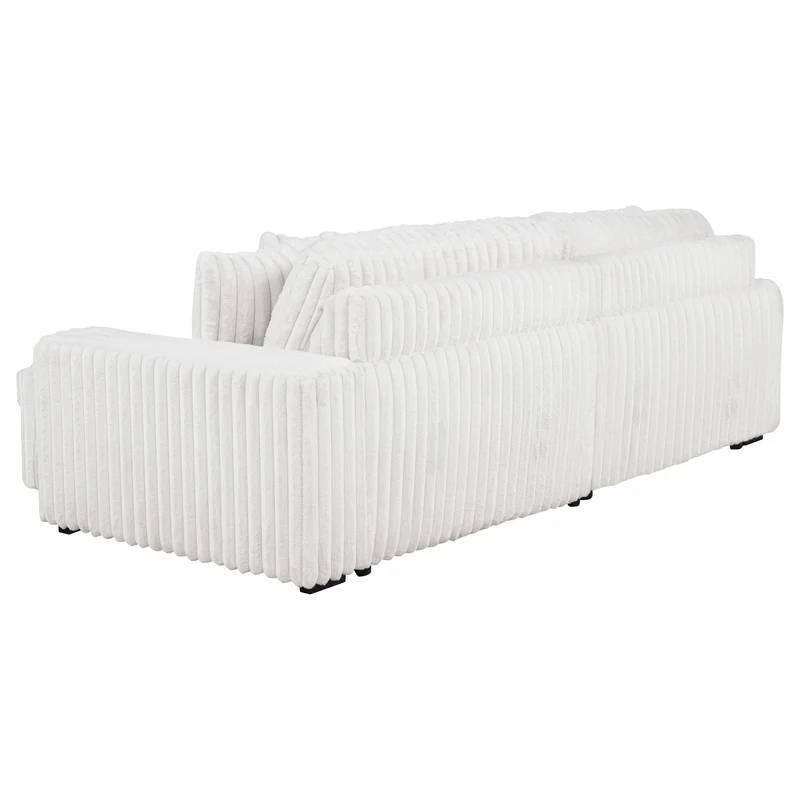 Coaster Furniture Jacana 600535P Corduroy Upholstered Dual Power Chaise Sofa - Ivory
