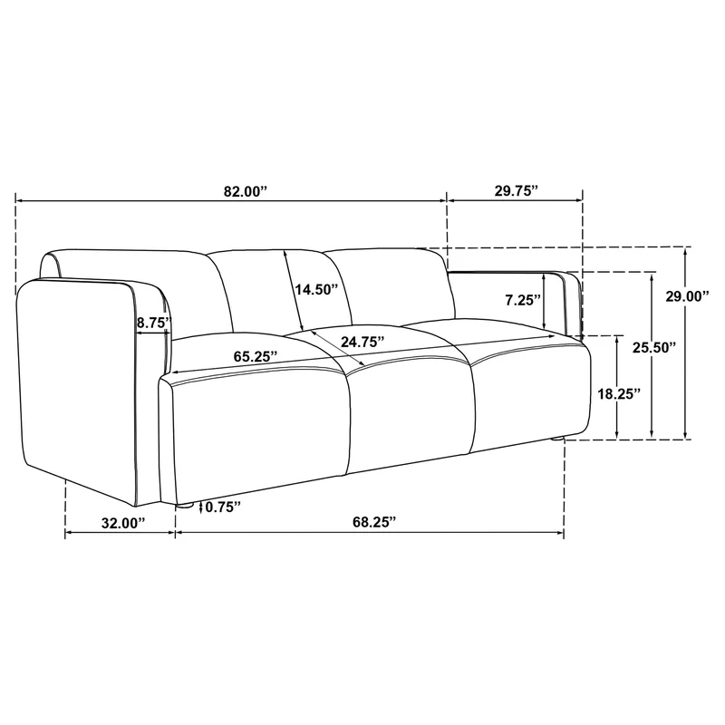 Coaster Furniture Dorset 509814 Fabric Upholstered Round Track Arm Sofa - Brown