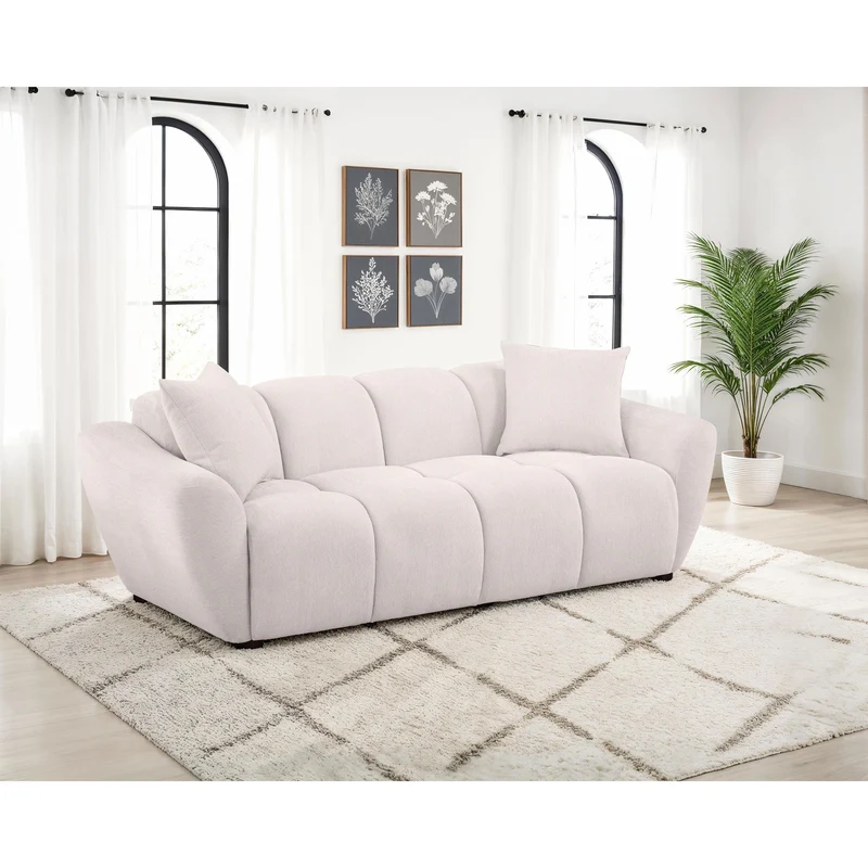 Coaster Furniture Destino 509301 Chenille Upholstered Splayed Arm Sofa - Greige