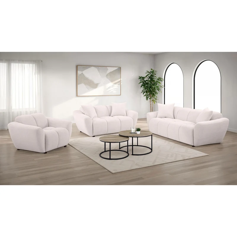 Coaster Furniture Destino 509301 Chenille Upholstered Splayed Arm Sofa - Greige
