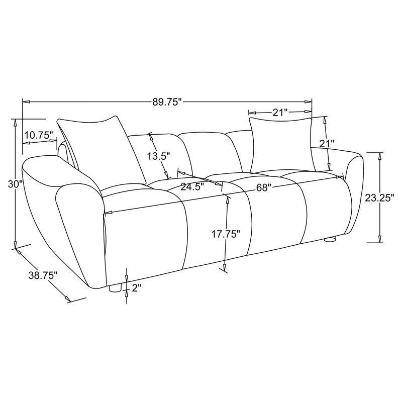Coaster Furniture Destino 509301 Chenille Upholstered Splayed Arm Sofa - Greige