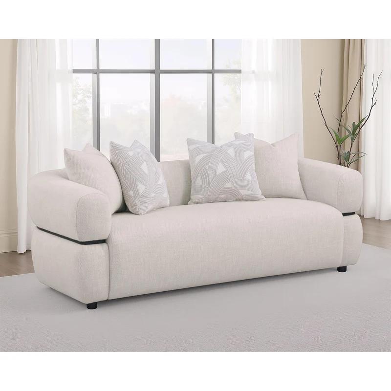 Coaster Furniture Jeanette 508961 84-inch Fabric Upholstered Round Arm Sofa - Beige