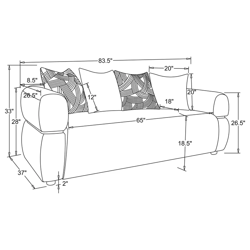 Coaster Furniture Jeanette 508961 84-inch Fabric Upholstered Round Arm Sofa - Beige