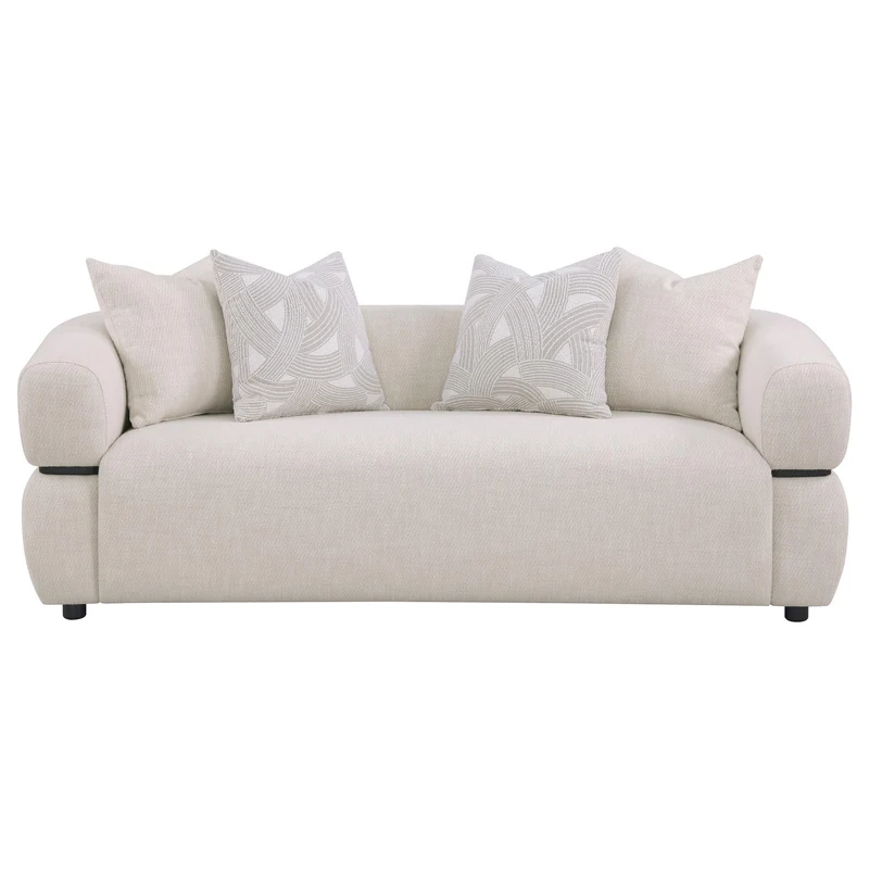 Coaster Furniture Jeanette 508961 84-inch Fabric Upholstered Round Arm Sofa - Beige