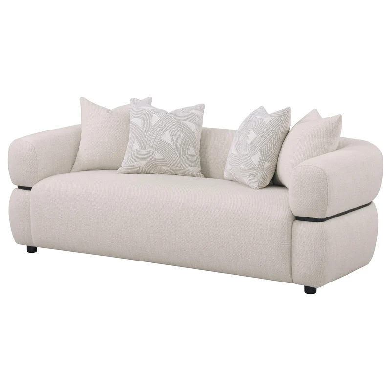 Coaster Furniture Jeanette 508961 84-inch Fabric Upholstered Round Arm Sofa - Beige