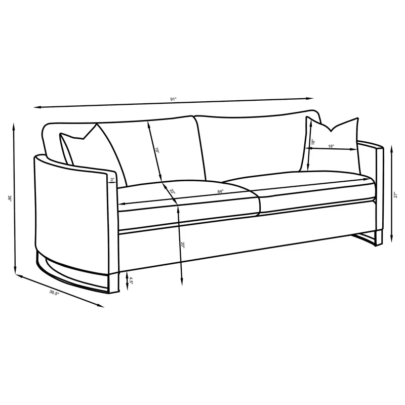 Coaster Furniture Corliss 508824 Upholstered Curved Track Arm Sofa - Camel