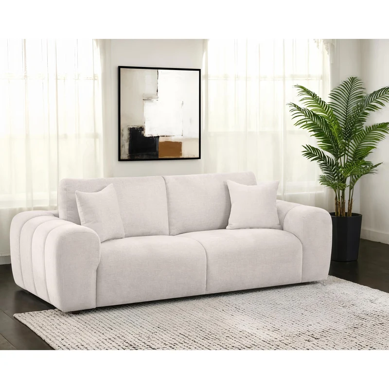 Coaster Furniture Burnett 504955 Chenille Upholstered Wide Arm Sofa - Ivory
