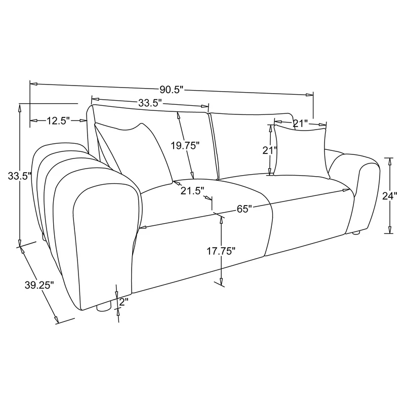 Coaster Furniture Burnett 504955 Chenille Upholstered Wide Arm Sofa - Ivory