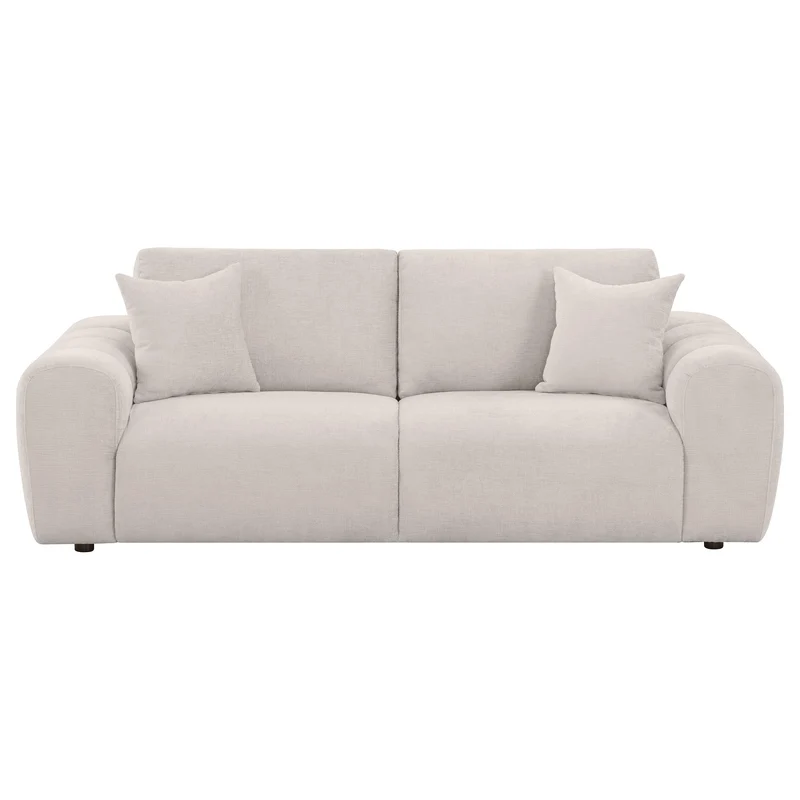 Coaster Furniture Burnett 504955 Chenille Upholstered Wide Arm Sofa - Ivory