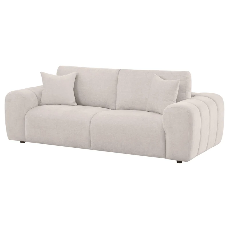 Coaster Furniture Burnett 504955 Chenille Upholstered Wide Arm Sofa - Ivory